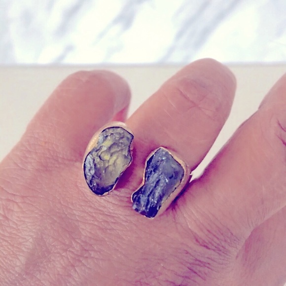 Jewelry - Genuine Czech Moldevite one size fits all middle opens see pictures gold plated